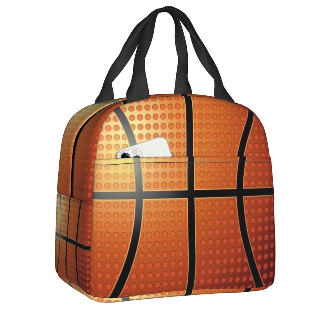 Custom Basketball Sports Pattern Insulated Lunch Bags for Women Portable Thermal Cooler Food Lunch Box Kids School Children