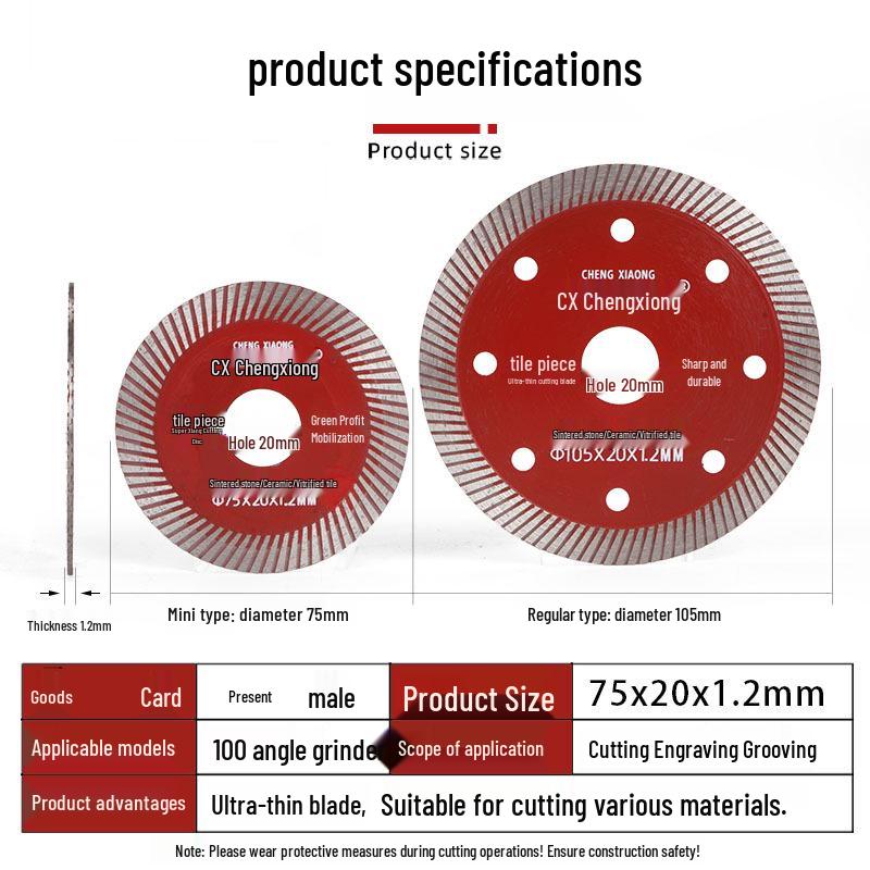 75mm Diamond Tile Saw Blade for Angle Grinders - Ideal for Ceramic Floor Tiles and Grout Cutting