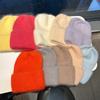 Winter angora rabbit fur warm solid color light board wool hat women's autumn and winter candy color vertical striped knitted hat
