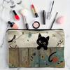 Yangyizhi Borsa portaoggetti con stampa di gatti, con cerniera liscia, astuccio multifunzione in poliestere ispessito, borsa da toilette da viaggio