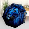 1pc Blue Lion Fashionable Automatic Opening/Closing Folding Umbrella with 8 Iron Bones, Plastic Handle Yy251015009