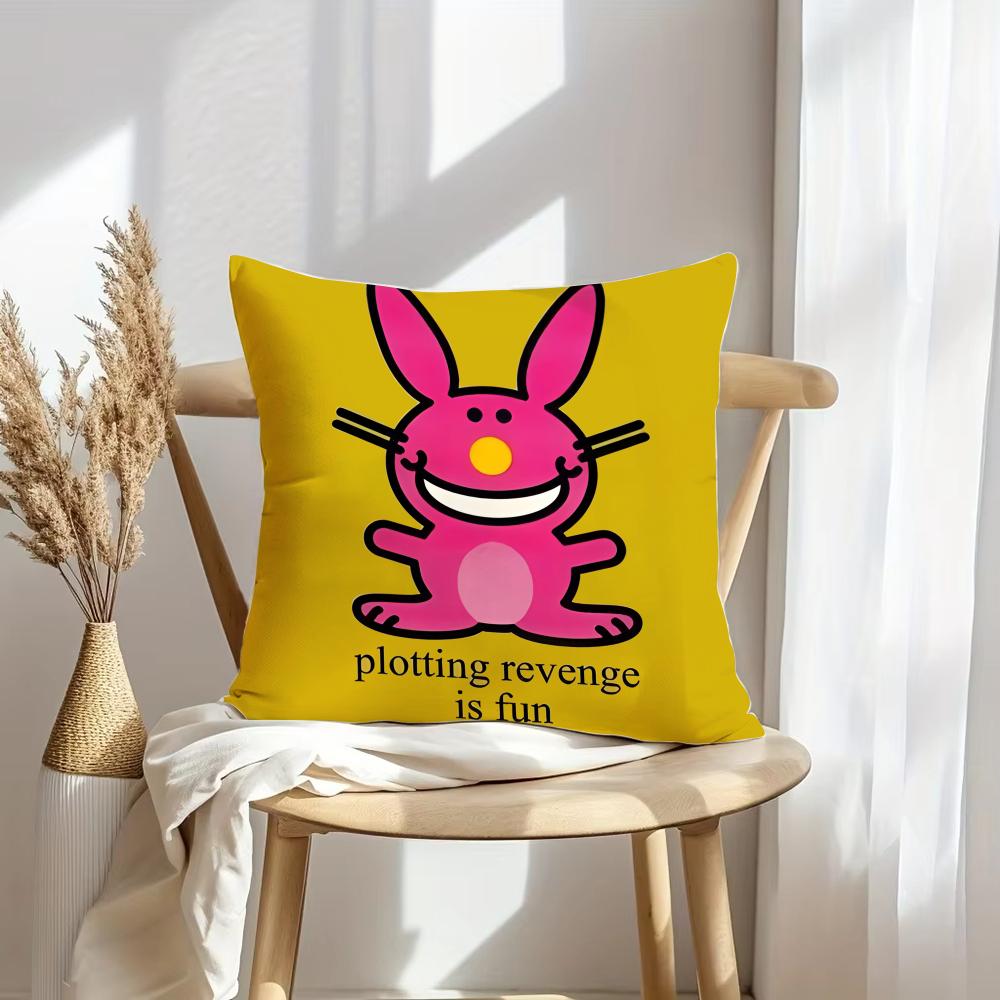 Cute Rabbit Cushion Cover Soft Plush Throw Pillow Cover | Double-Sided Decorative Cushion Case | Sofa Bedroom Home Decor