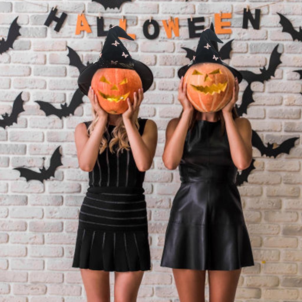 Butterfly Halloween Hat Soft Laces Witch Hat  Black Women Hat Costume Accessory for Halloween And Masquerade Event