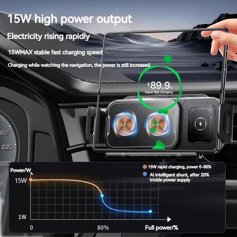 Universal Car Wireless Charger Holder 360° Rotation Phone Mount for Samsung Galaxy Fold 6 5 4 3 Z Flip S25 S24 iPhone 16 15