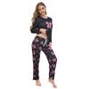 Women's Pajamas Heart-Shaped Bow Casual and Stylish Long-Sleeve Top and Long Pants Loungewear Set for Women