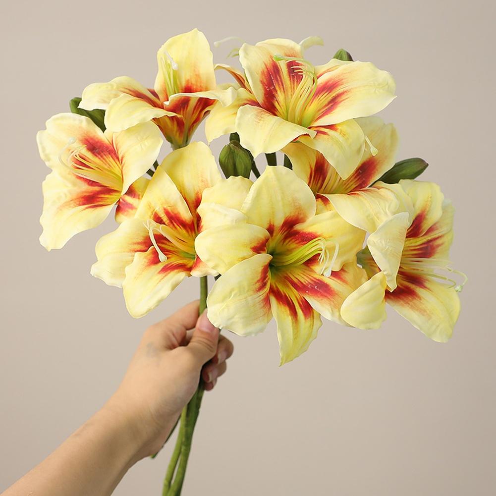 Two Head Silk Orchid Artificial Flower Bouquet with Bendable Stems for Wedding