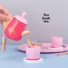 Pink Wooden Teapot Tea Cup Afternoon Tea Set Children Toy For Roleplaying