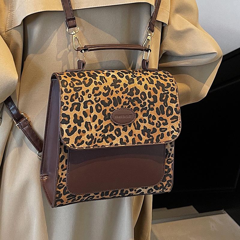 Popular Leopard Print Backpack for Women New Crossbody Bag for Women Ins Niche Versatile One-shoulder Handbag