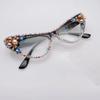 Womens Luxury Rhinestone Cat Eye Reading Glasses Fashion Ladies Glasses Anti-Glare Lenses Presbyopia Eyeglasses