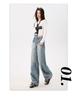Spring 2026 Women's High-Waisted Retro Wide-Leg Jeans - Slimming, Floor-Length Design