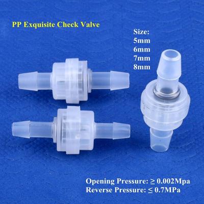 10 unidades/lote Válvula de retención de PP exquisita de 5, 6 y 7 mm Accesorios para bomba de agua y aire de acuario Válvula antirretorno para manguera de riego por goteo Válvula unidireccional para tubería de agua