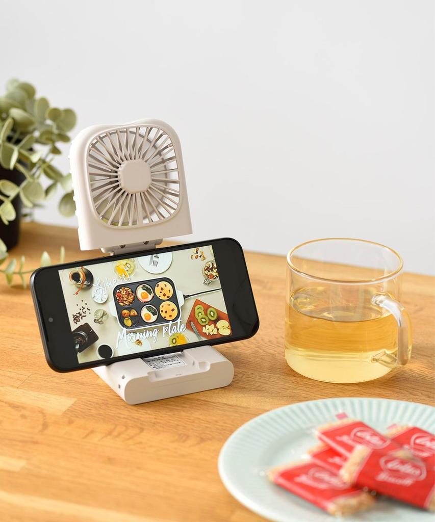 BRUNO Portable Fan, Handheld Fan, Compact, 5-Way Folding Fan, Type-C Charging, Mobile, 4 Airflow Settings, Strap Included, Light Blue, BDE068-LBL