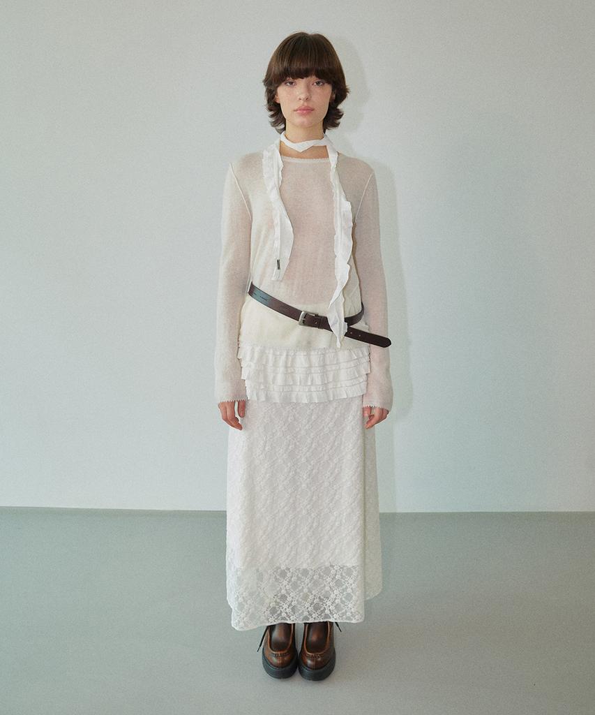 WOVEMENT Daisy Layered Maxi Skirt Ivory Wbdfsk002Iv