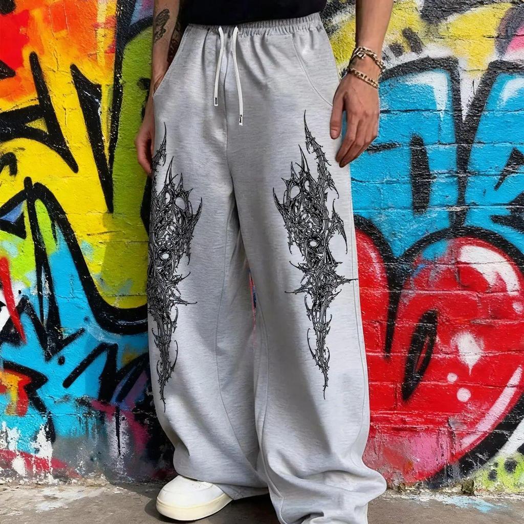 Y2K Sweatpants Gothic Printed Loose High Waist Wide Leg Pants Unisex Sports Pants Casual Long Pants Outdoor Streetwear Unisex Sportwear