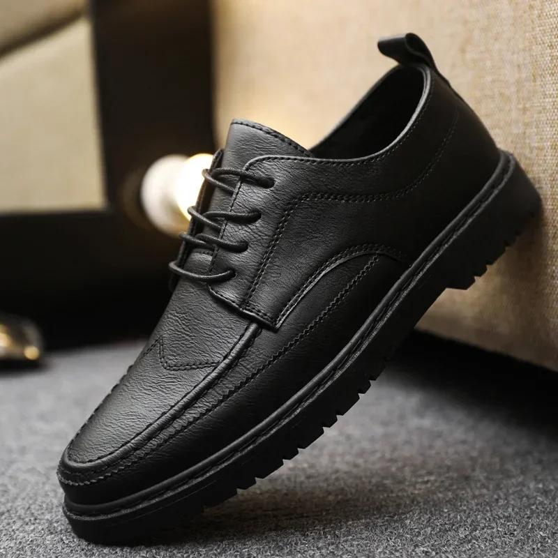 British Style Men Casual Shoes Quality Comfortable Men Leather Shoes Soft Wear-resistant Male Social Dress Shoes