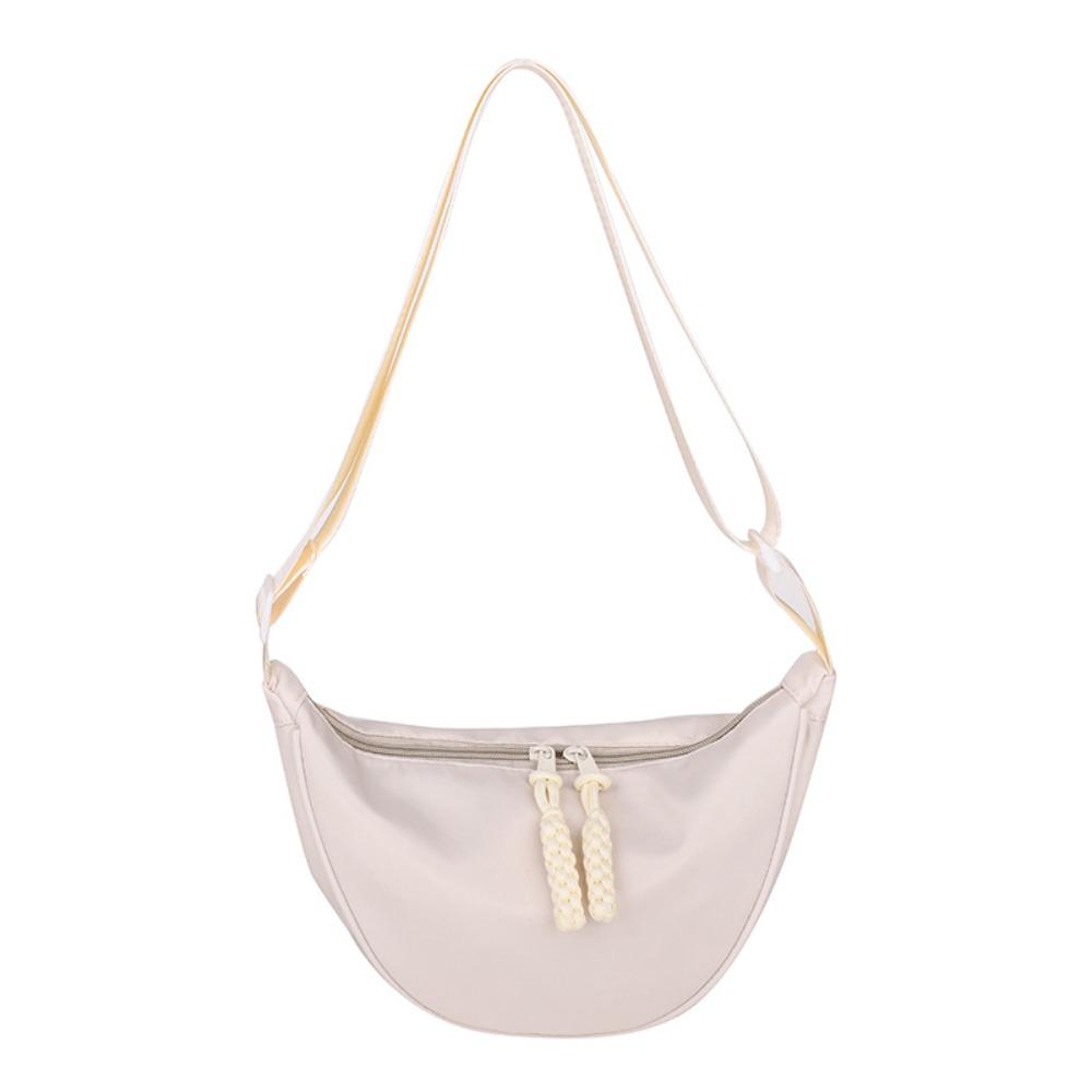 Solid Color Single Shoulder Bags Handbag Half-moon Bag Simple Hobo Crossbody Bag  Unisex