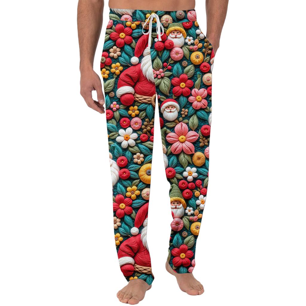 Men's Christmas-Printed Pocket & Sleep Pants | Soft Cotton Blend, Elastic Waist