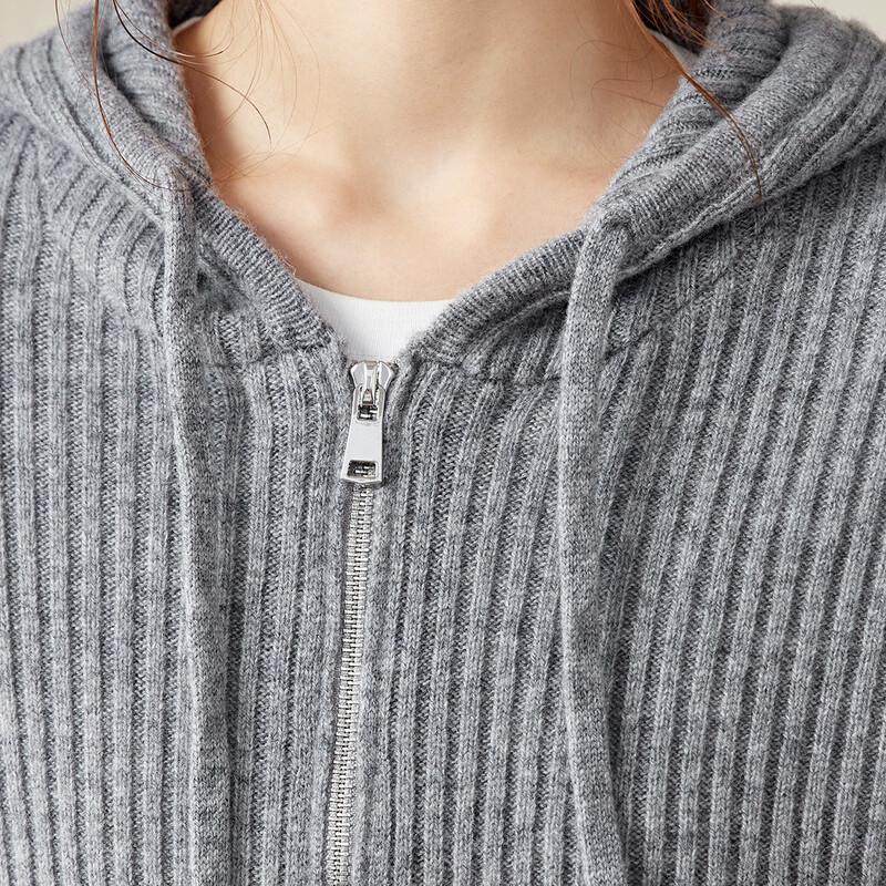 Srcr Women's 100% Wool Short Hooded Knit Cardigan