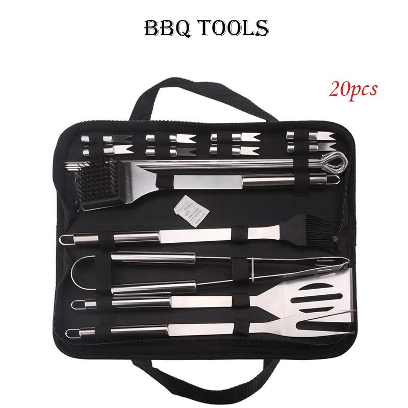 

20 шт. Аксессуары для гриля барбекю Кухонная утварь для гриля барбекю Набор инструментов для барбекю