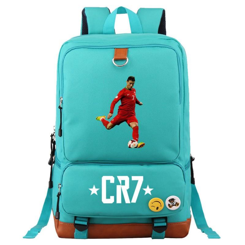 Cristiano Ronaldo Printed Youth School Backpack Teenagers Durable Oxford Fabric Breathable Padded Straps Unisex Travel Bag