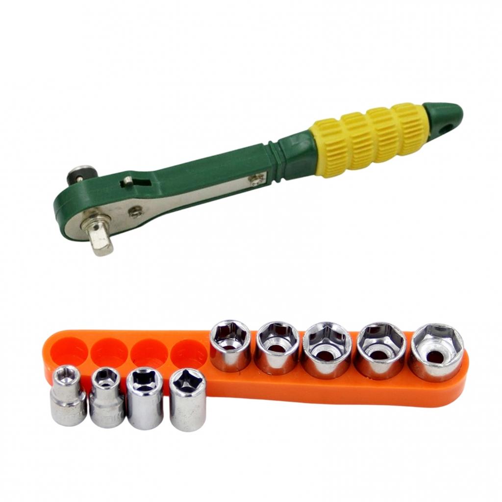 Portable Ratchet Wrench Tool Set 14 Inch with 10 Bits and 9 Sockets