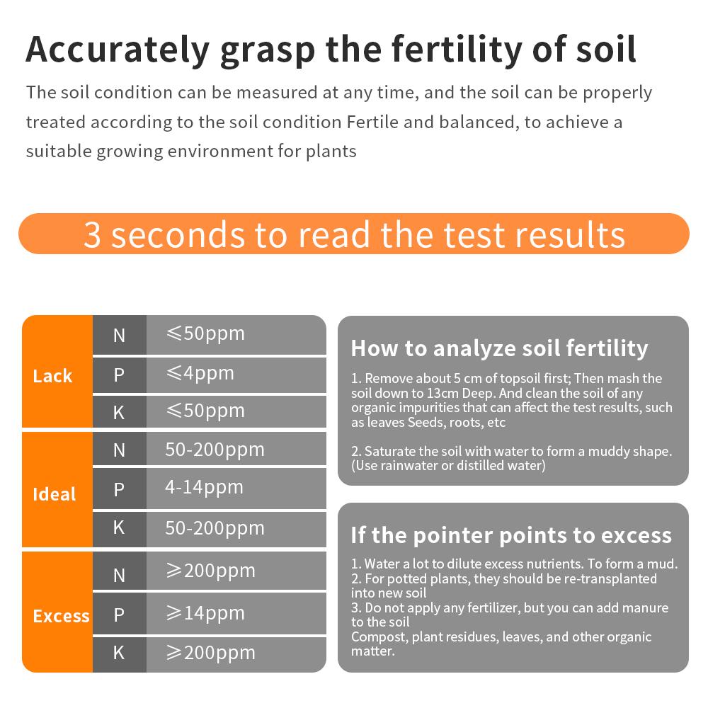 3-in-1 Soil Tester Handheld Soil PH Meter Precision Acidity Sunlight Moisture Monitor Dual Needle Soil Detector for Garden Plant