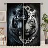 2pcs White Tiger Style Printed Curtain For Home Decor Rod Pocket Window Treatment For Bedroom Office Kitchen Living Room Study