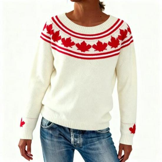 Women's Basic Style Round Neck Knit Sweater