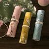 Mu Ran Vintage Court-Style Tie-Up Pencil Case: Large-Capacity Retro Stationery Bag for Students