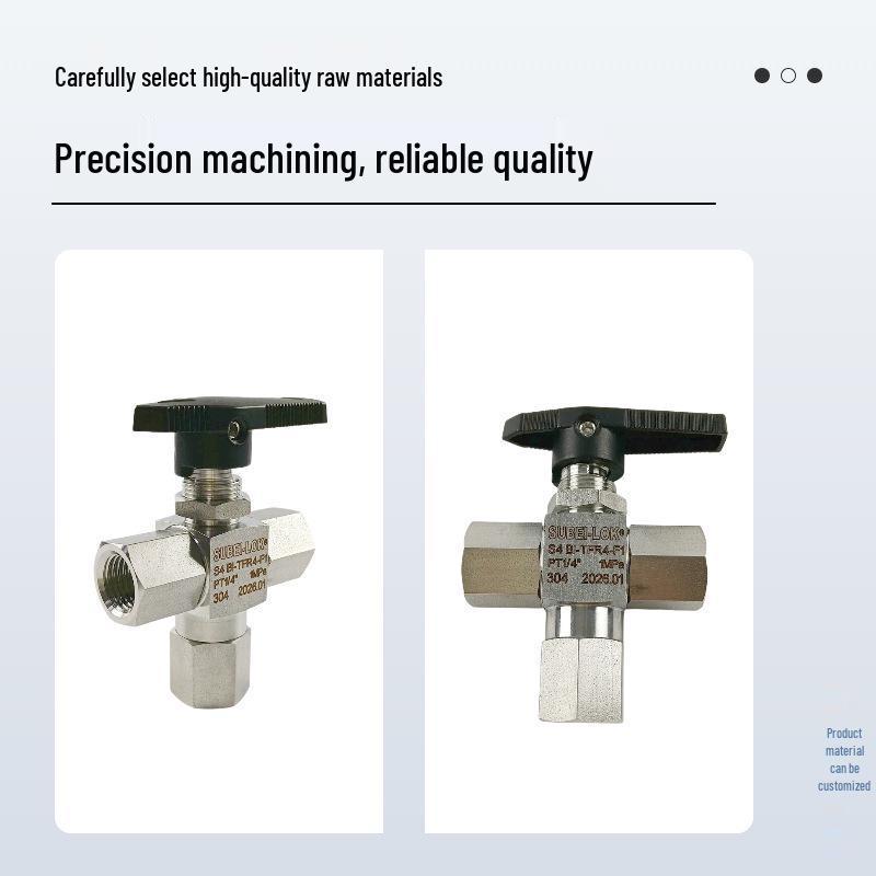 304 Stainless Steel Internal Thread Three-Way Ball Valve for Industrial Pipelines