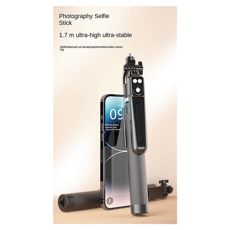 B03B-Selfie Stick For Android Ios Smartphone Extended Tripod Selfie Stick Wireless Bluetooth With Remote Shutter 170Cm