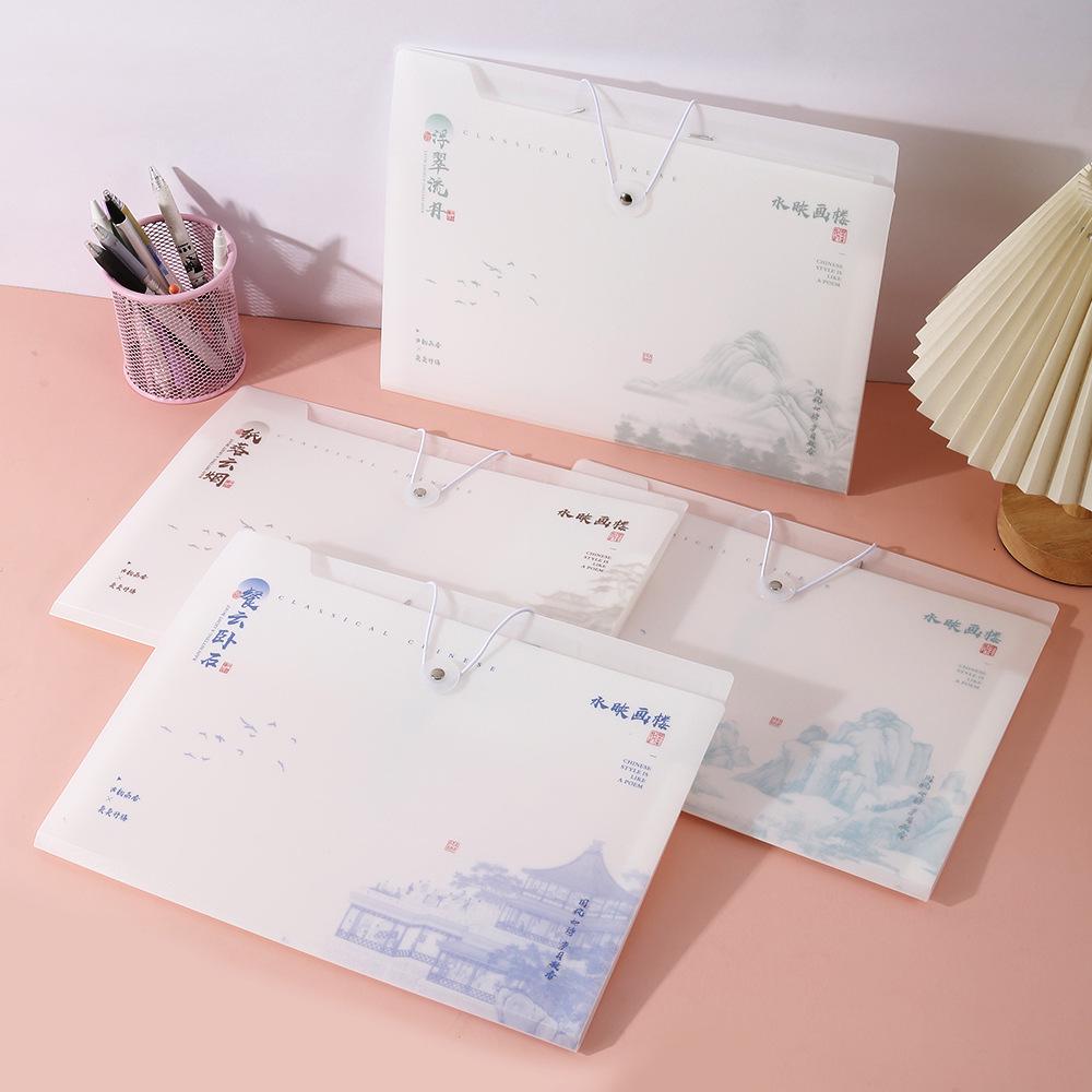 Transparent Multi-Layer Accordion File Folder with Eight Pockets for Students