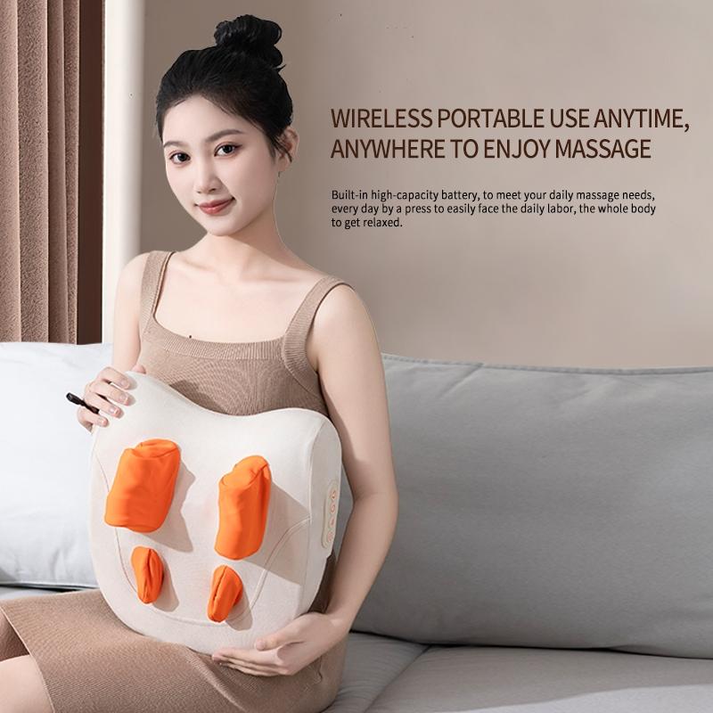 Trapezius Massage Pillow Wireless Electric Car Office Home Massager Heating Waist Neck Leg Cervical Shiatsu Kneading Relaxation