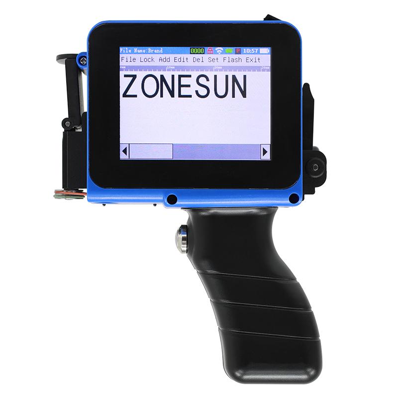 ZONESUN ZS-DC1S Handheld Inkjet Printer Mini Portable Date Coding Machine Touch Screen Type-C For Logo Barcode QR Code 12.7mm Black Ink 110 volts