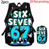 1/2/3/4/5PCS Numbered 6&7 Pattern Backpack Set | The Perfect Choice for School & Travel