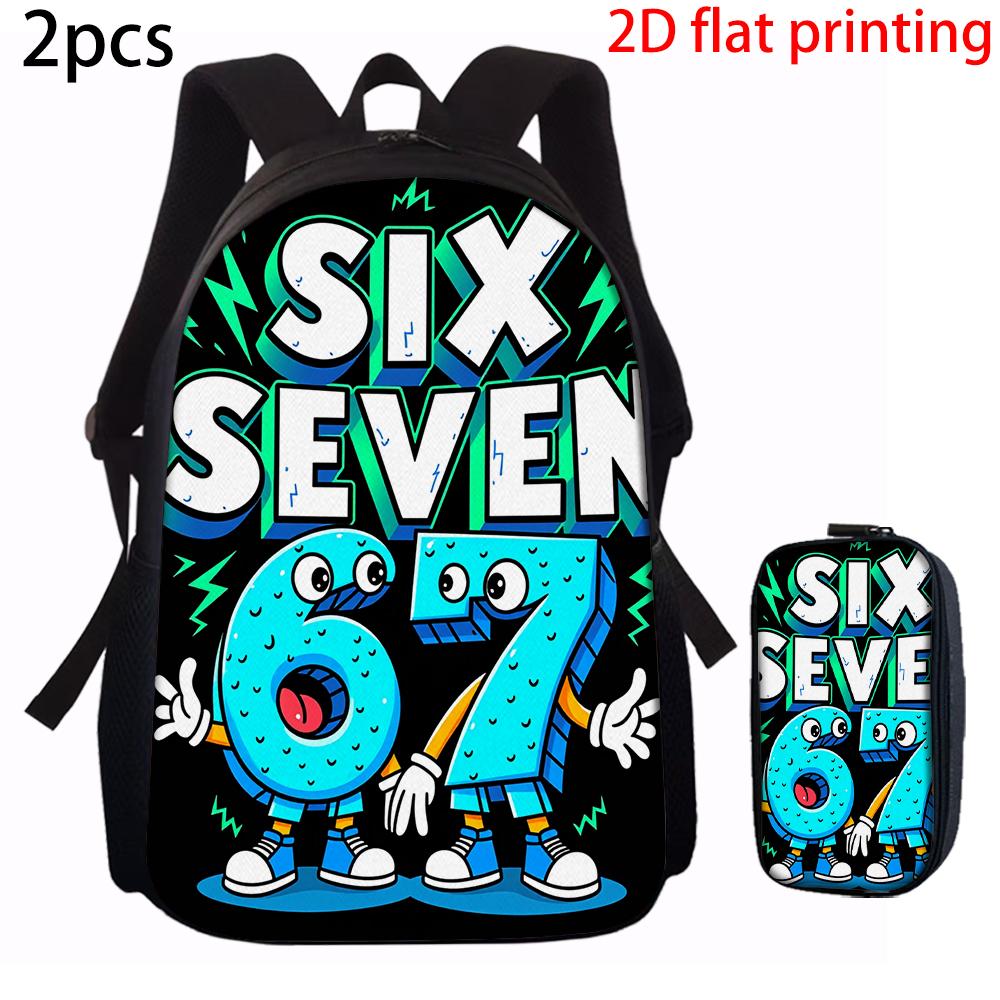 1/2/3/4/5PCS Numbered 6&7 Pattern Backpack Set | The Perfect Choice for School & Travel