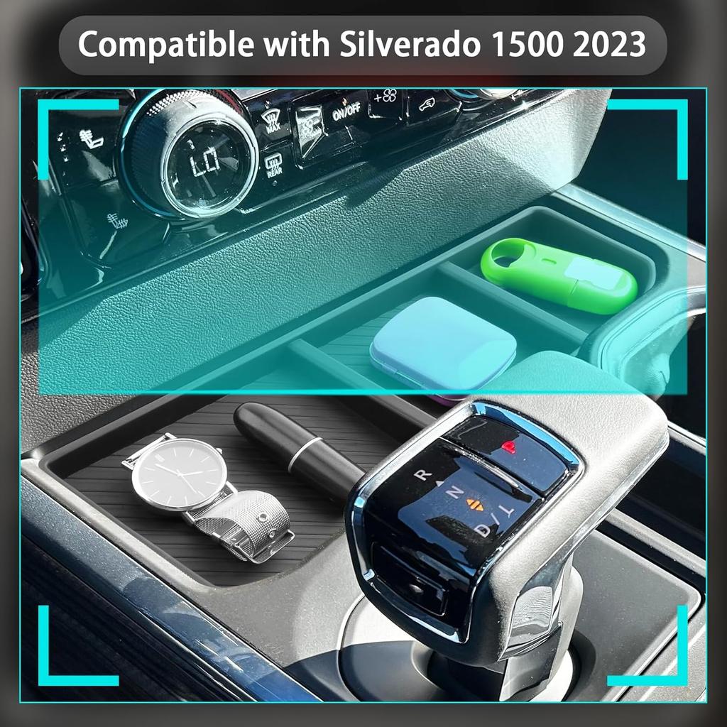 CDEFG for 2023 2024 2025 Chevy Silverado GMC Sierra Lower Console Organizer, Silverado Sierra 1500 Accessories Center Console Organizer Glove Box