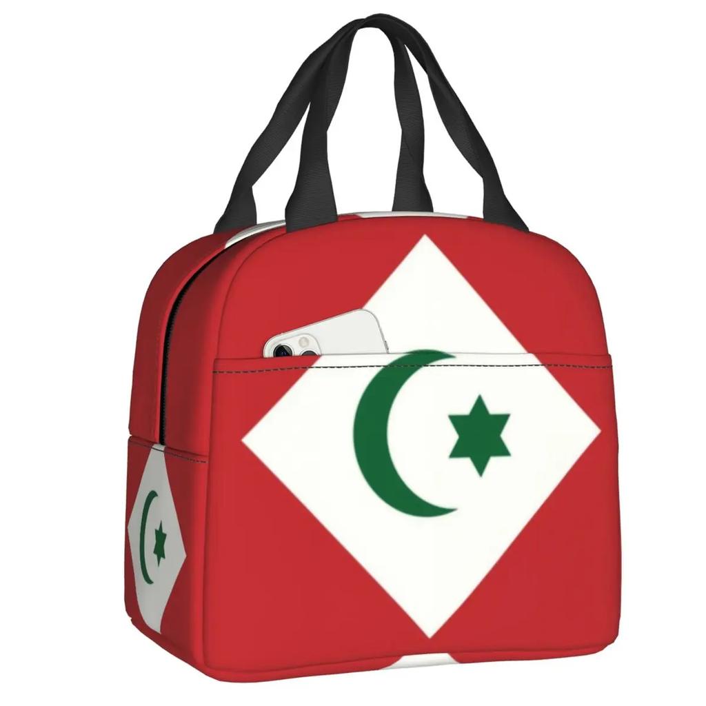 Custom Rif Republic Flag Insulated Lunch Tote Bag for Women Portable Cooler Thermal Food Lunch Box School