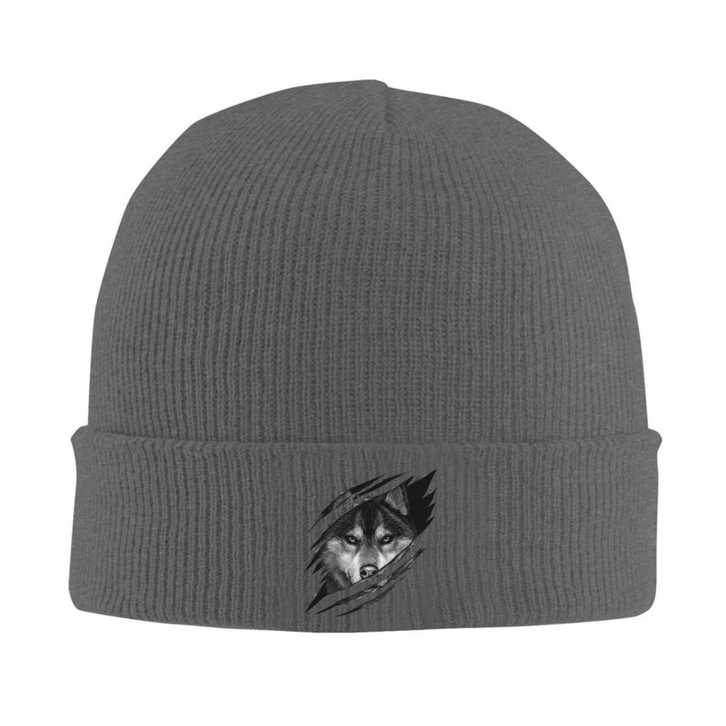 Cool Wolf Design Warm Knitted Cap Hip Hop Bonnet Hat Autumn Winter Outdoor Beanies Hats for Unisex Adult
