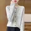 Wollstrickjacke im koreanischen Stil mit Pünktchen: Herbst/Winter Schlankmachend Lockerer Schnitt