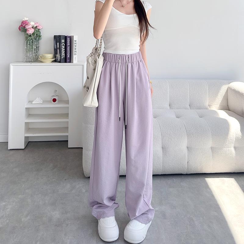 Grey Sports Wide-leg Pants For Women Hot Season Thin New Drape Loose Ice Silk Quick-drying Banana Machete Pants