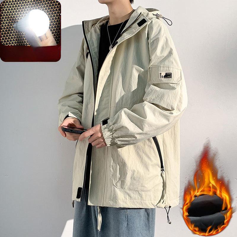 Hooded Jacket Men's Spring and Autumn Trendy Loose Handsome Casual Jacket Large Size Loose Youth Jacket Men's Jacket