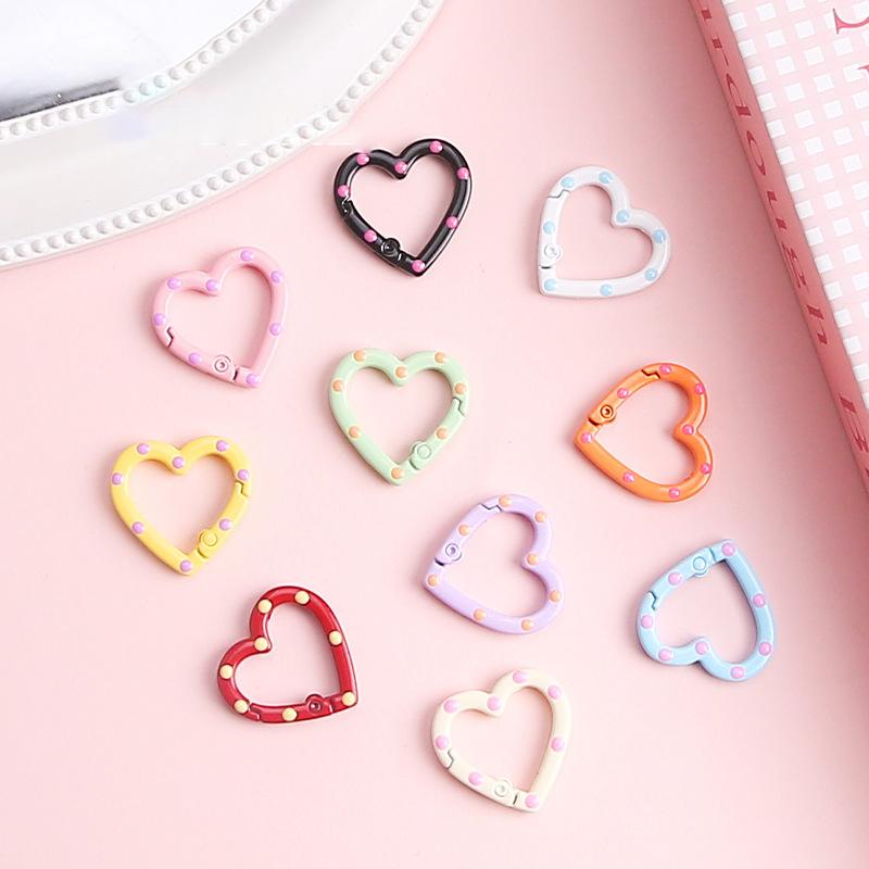 4 Pieces Of Colorful Love Spring Keychain Keyring Heart-Shaped Heart-Shaped Spring Ring Diy Jewelry Accessories