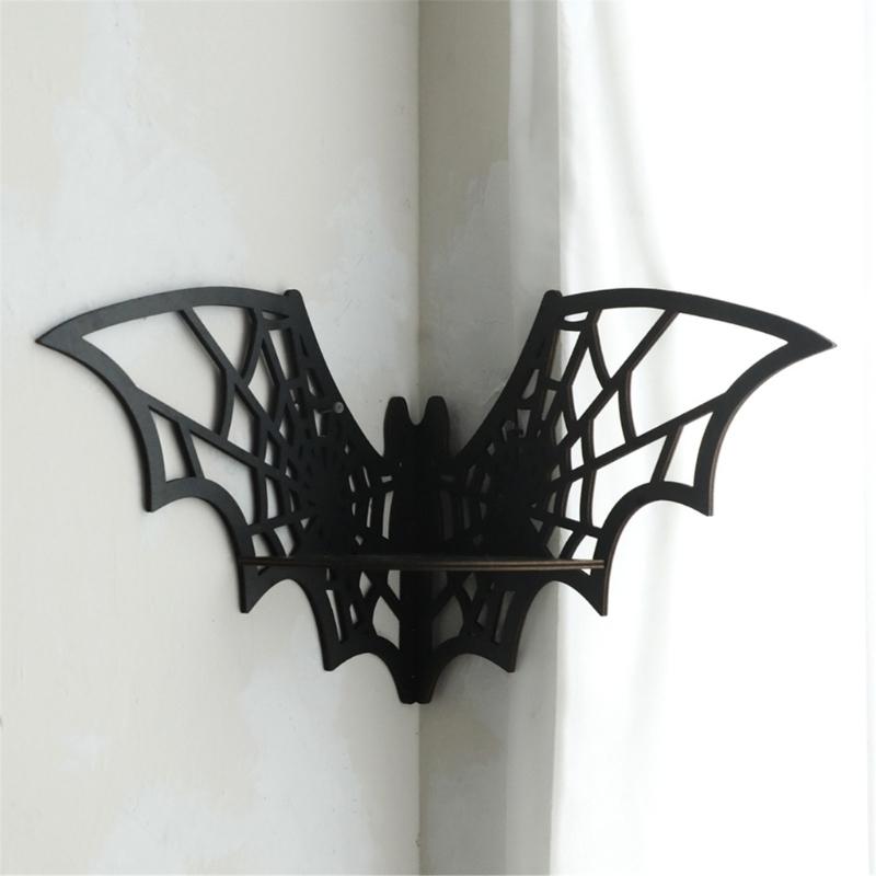 Unique Wood Carves Spiderweb Shelving Unit Wood Wall Floating Shelf for Halloween Festival Decoration Storage Rack