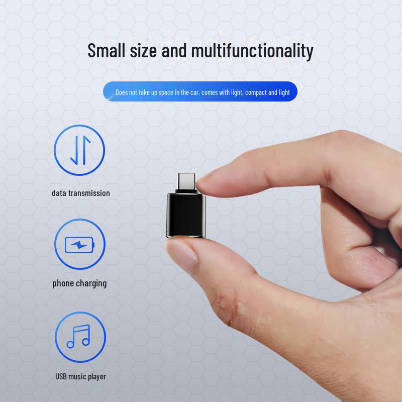USB-C OTG ადაპტერი: მანქანის გადამყვანი მობილურისთვის, U დისკისთვის, მონაცემთა და ნავიგაციისთვის.
