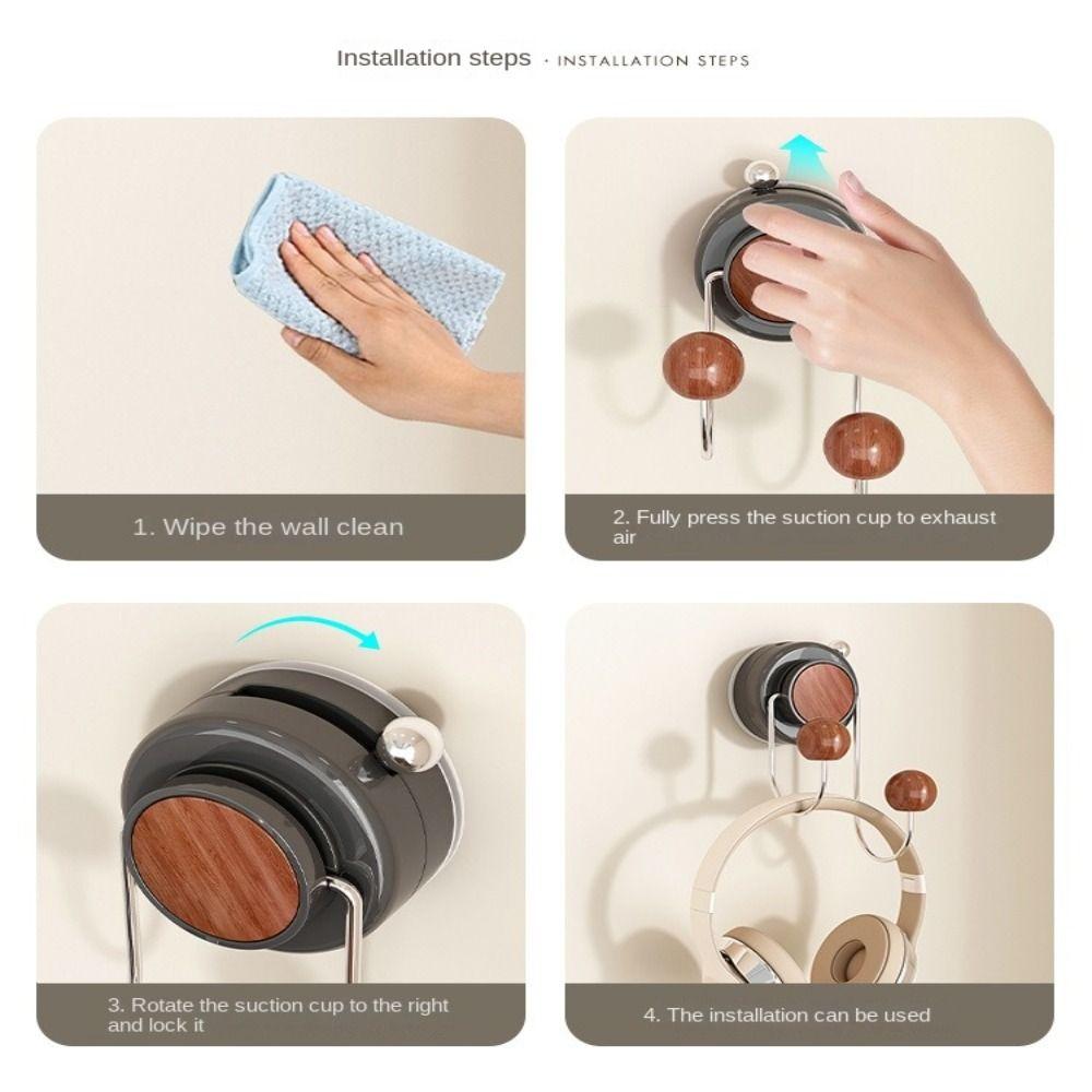 Space Saving Shower Hook Traceless Bathroom Wall Hook Suction Cup Double Hook Bathroom