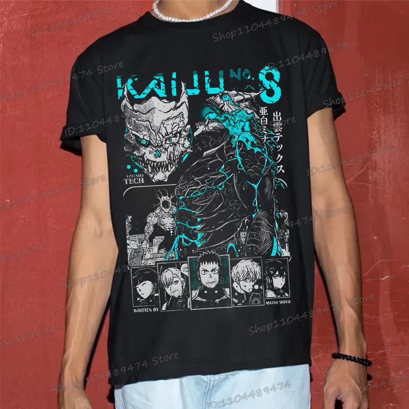 Anime Kaiju No 8 Tričko Kafka Hibino Pánské Vtipné Manga Trička Volná Kulatý Výstřih Grafická Trička Y2K Komiks Kaiju No 8 Bavlněné Tričko