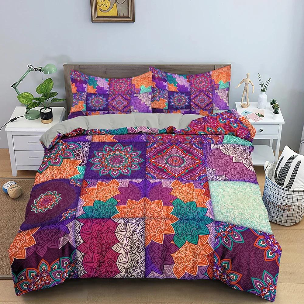 2/3Pcs Ethnic Mandala Bedding Set Bohemian Quilt Cover For Bedroom Luxury Duvet Cover Set King Queen Twin Size Bedclothes