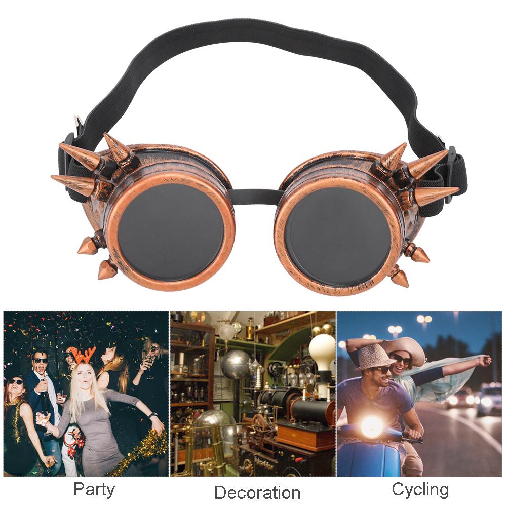 ABS Industrial Vintage Spiked Steampunk Unique Goggles Cycling Glasses Double Layer Windproof Sunglasses