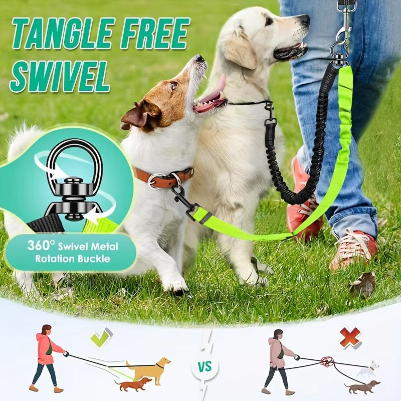 Dog Rope Large Dog Explosion Proof Pet Leash Adjustable Automatic Retractable One Drag Two Dog Leashes